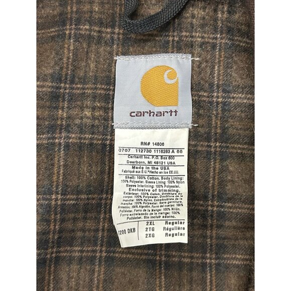 Vintage Carhartt Detroit Jacket Flannel Lined 2XL J200DKB Dark Brown Union Labor - Picture 3 of 16